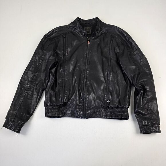Hein Gericke Echt Leder Leather Motorcycle Jacket Mens Size 40 Black Vintage 90s - Picture 1 of 11